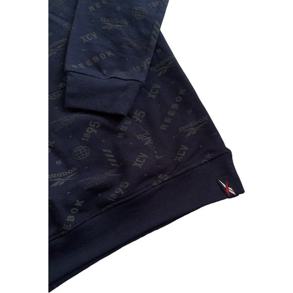Kid’s Hoodie Size XL (18/20) Boys Reebok Sweatshirt Logo Print Pullover Navy - Picture 11 of 12
